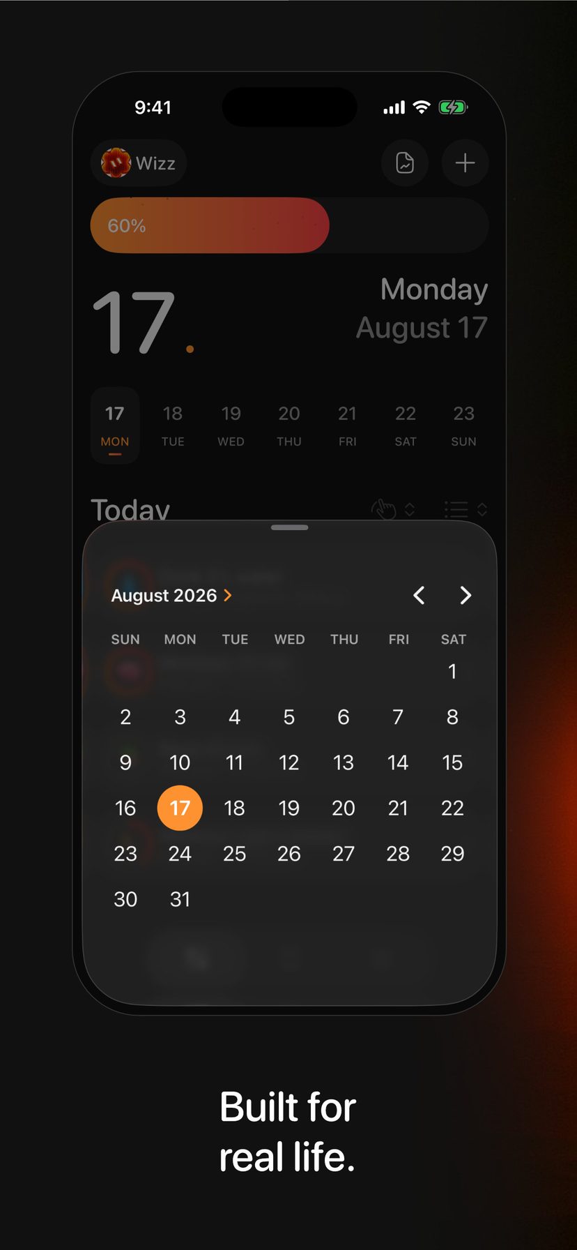 HabitWizz calendar with rest days and flexible schedules.